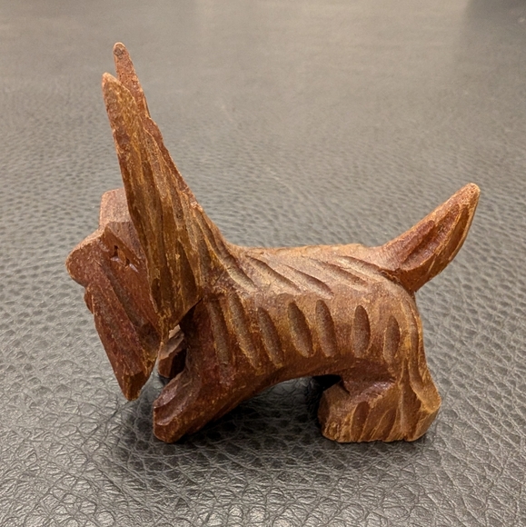 MCM Wood Carved Schnauzer Scotty Dogs Carving Figurine Mid Century 60s Lot Of 2 - Picture 3 of 14